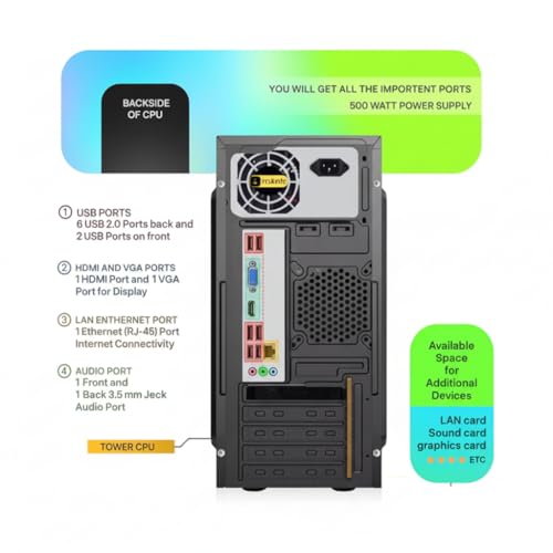Image of TrakinPC Assembled Desktop CPU with Core i3-2170 2nd Gen 3.10Ghz II HDMI VGA Ports II NVMeM.2 Slot II HD Graphics 2000 II USB 2.0 II WiFi II Win 10 Pro II MS Office, Black (8, GB, 500, GB)