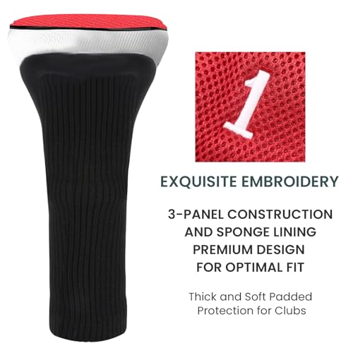 FINGER TEN Golf Club Head Covers Woods Driver Fairway Hybrid 3/4/5 Set, Headcovers Men 1 3 5 7 X Interchangeable Number Tag, Fit All Wood Clubs - Image 6