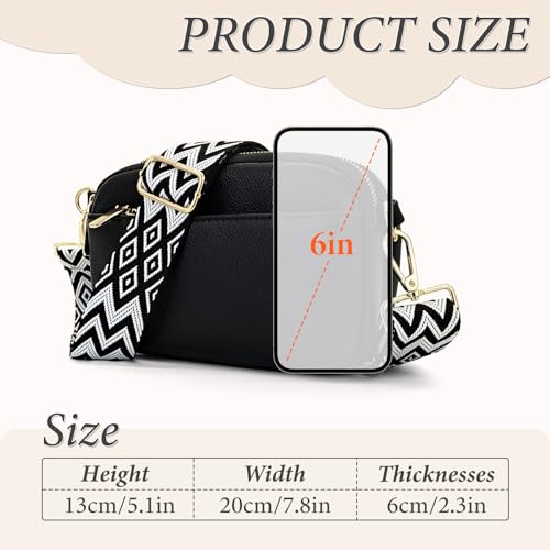 FuninCrea Small Crossbody Bags for Women, 3 Pockets Womens Shoulder Bags Faux Leather Shoulder Purse with Detachable Straps2
