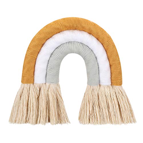 YoungerY - Tapiz de algodón de macramé, arcoíris, decoración de pared tejida a mano habitación dormitorio