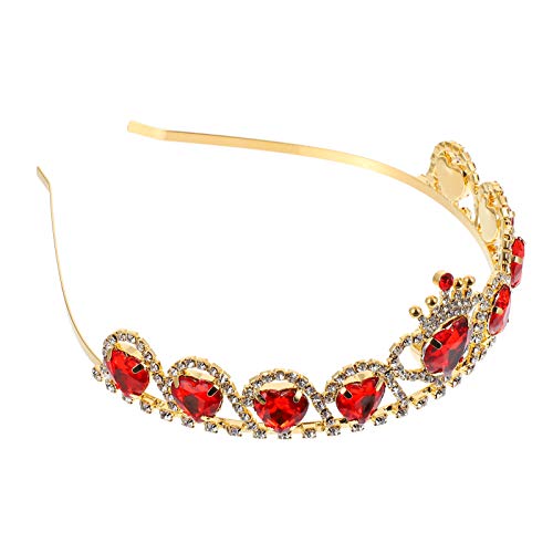 SOLUSTRE Tiara de coração vermelho Descendentes Rainha de Copas Coroa de Casamento, Coroa de Coroa p