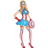 Captain America Halloween Costume for Women - Avengers Captain America Costume with Dress, Gloves, Mask, More | Captain America Halloween Costume for Women Size Medium