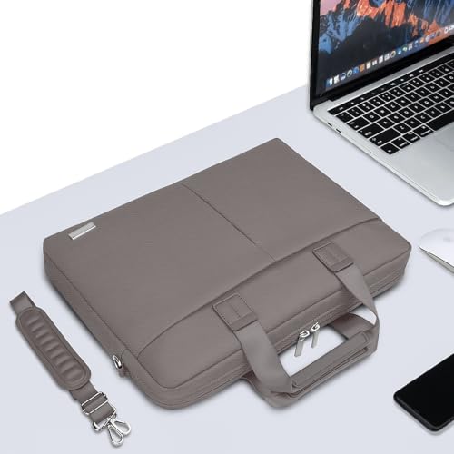 Image of GRIPP Hugo Laptop Sleeve Bag for Laptop /MacBook up to 14 Inch, Detachable Shoulder Strap, Carry Handle, Trolley Sleeve, Tablet Compartment, Multiple Organisers, Office and Travel Bag - Sand Beige