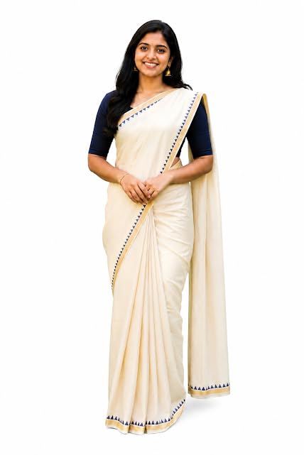 KERALA KUTHAMPLLY PURE COTTON ONAM SPECIAL KASAVU SAREE 5.5 METER-picture-18