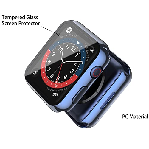 Piuellia 2 Pack Hard Case with Tempered Glass Screen Protector for Apple Watch Series 9 Series 8 Series 7 45mm - Image 4
