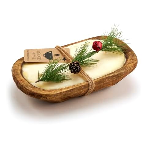 Dough Bowl Candle Company Christmas Tree Candle - 3 Wick Candle Essential Oil Wax Melts, Rustic Farmhouse Decor Odor Eliminator, 20 Ounce All-Natural Soy Candles Gifts for Women and Men Cover