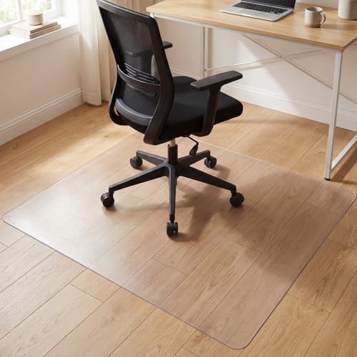 Office Chair Mat for Hardwood Floor Under Desk Computer Rolling Chair Mat for Wood/Tile Floor Non-Slip Heavy Duty Desk Rug PVC Plastic Hard Floor Protector 76 x 122cm