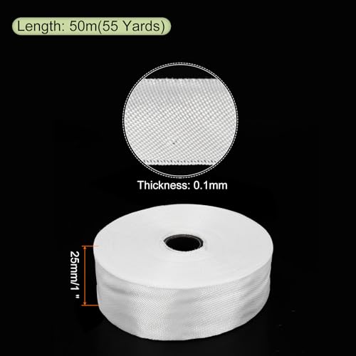 Image of MECCANIXITY Fiberglass Cloth Tape E Glass Fiber Fiberglass Mesh Glass Fiber Mesh Woven Fiberglass Fabrics Insulation Tape 50m(55 Yard) x25mmx0.1mm for Reinforcement Repair