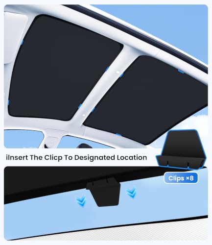 Image of Zanch Tesla Model 3 Sunshade Roof for 2020-2026, Black | No Sag, Heat Insulation, Foldable Roof Shade, UV Protection, Custom Fit for Model 3 & Highland