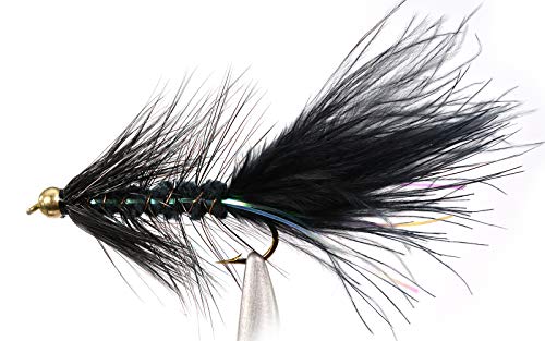 Region Fishing Woolly Bugger Black Bead Head Flies Tied on Mustad Signature Fly Hooks use for Trout and More (12ct - Hooks #4-10) (Hook #8)