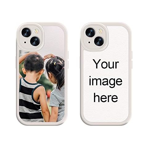 SNOAONS Custom Lambskin iPhone 13 Mini Case, iPhone 13 Mini Only 5.4" Personalized Photo Durable White Sheepskin Case, Custom Case with Photo Text, Design Your Own Case Using Images, Text and Logos Cover