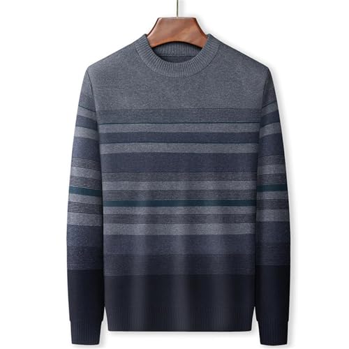Men'S Striped Sweater Pullover Knitted Men'S Thickened Autumn and Winter Retro Casual Sweater3