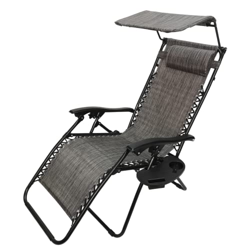 Samuel Alexander Garden Gravity Relaxer Chair with Canopy, Grey