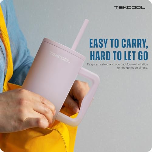 Image of Tumbler with lid and Straw 1200ML Cup Stainless Steel Hot and Cold with Handle and Lid 2 Straw Vacuum Insulated Tumbler for Water, Iced Tea or Coffee Office Gym Travelling