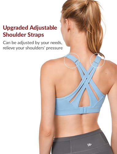 Image of Yvette Women's High Impact Sports Bra for Running | High Support, No Bounce, Large Bust, Pickleball, Gym Workout, Adjustable Straps, Crisscross Back, Wireless, Sewn in Pads