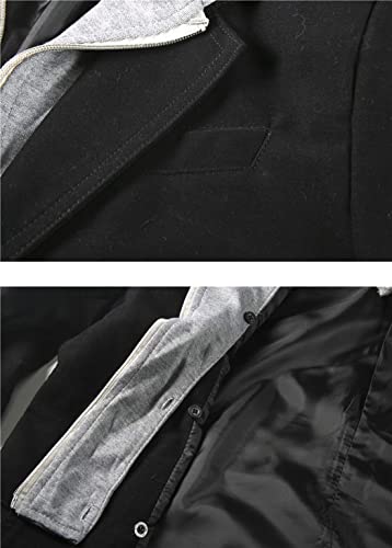 ebossy Man's Stylish Detachable Hooded Slim 2 Button Casual Blazer Jacket4