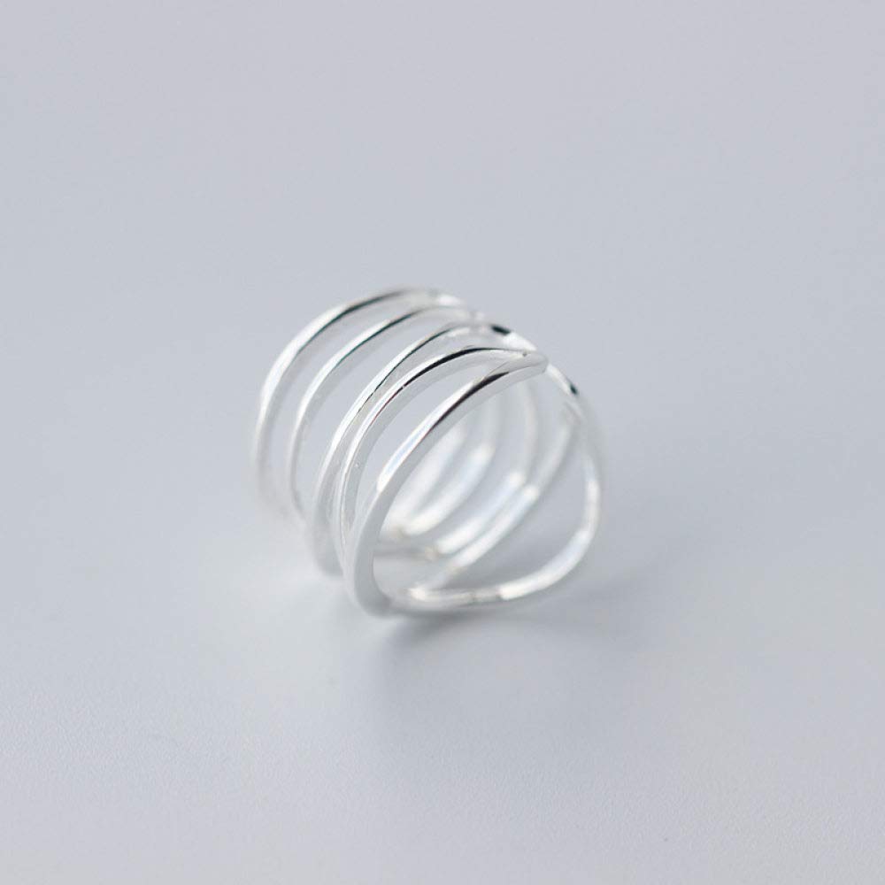 Anelli D'Argento,S925 Linee Multistrato In Argento Sterling Anello Anelli Regolabili Minimalista Anello Aperto Argento Pollice Anello Eternità Anello Fascino Di Nozze Gioielli Regali Per Uomini Rag
