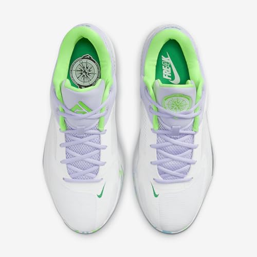 Nike Zoom Freak 4 Basketball Shoes (DJ6149-101, White/Black/Stadium Green/Oxygen Purple) Size 8.54