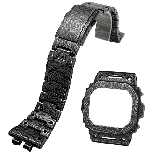 Boîtier de montre en métal et bracelet homme style sculpture rétro