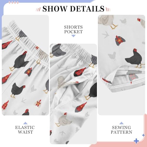 ZZXXB Cartoon Roosters Boys Long Pants Soft Trousers Elastic Waist Kids Lounge Bottoms with Pockets S-XL4