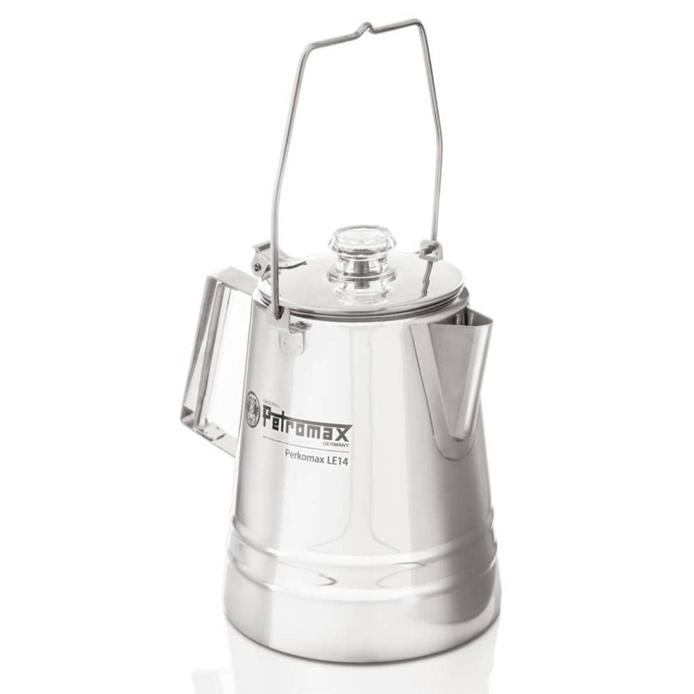 Petromax Edelstahl Perkolator - Kaffeekanne & Teekanne, 1,5 L, Camping | Robuste Outdoor Kanne für Lagerfeuer & Herd, mit Glasknauf zur Kontrolle, langlebige Qualität für intensives Aroma