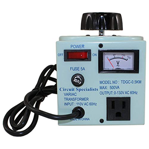 Buy 0.5KM, 5A , 500VA Variac, Variable Transformer Input 110V 60hz AC, output 0130V AC Online