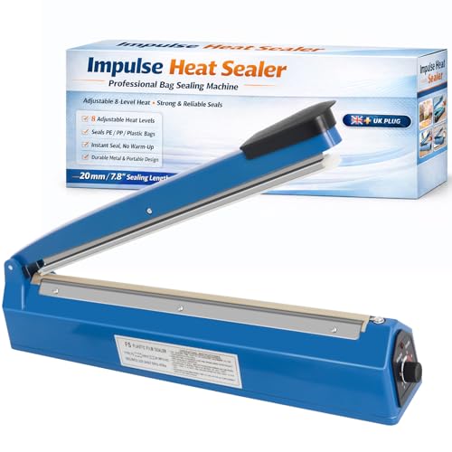 200mm/7.8inch Impulse Sealer Machine Extra 3 Heat Elements and Adujstable 8 Class Temperature with Electronic Control ABS Bag Sealing Machine by Gekufa (7.8inch/200mm)