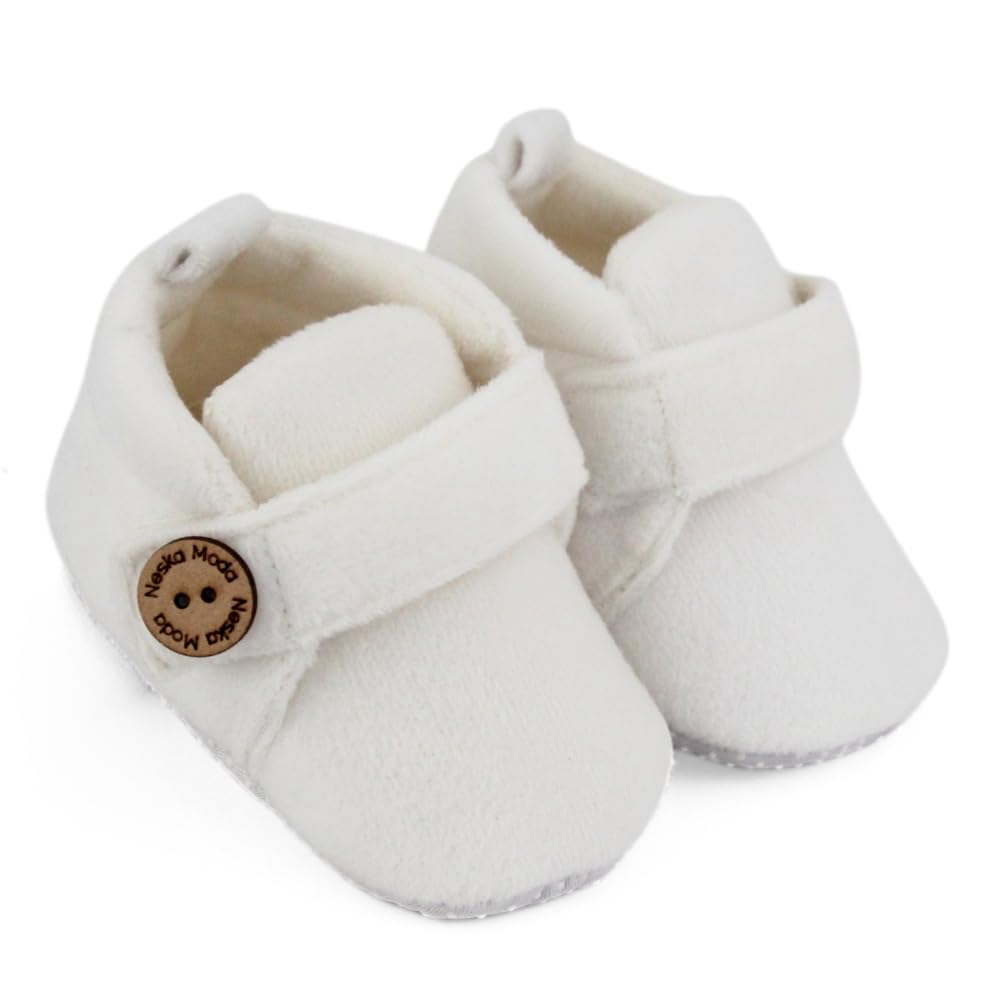 6 To 12 Months Baby Boys & Girls Soft Velboa White Hook & Loop Shoe Booties-BT5632-image-23