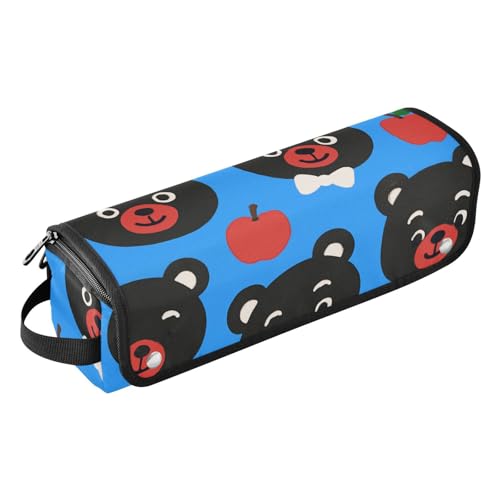 Bolsa de viaje portátil impermeable GuoChe con estampado de oso negro y manzana, con tapete resistente al calor para planchas de pelo miniatura 1