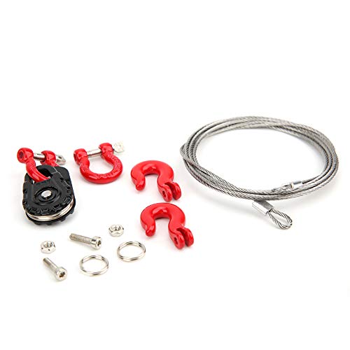 Acouto ACOUTOOWGQKUT4BI Equipment Three Piece Set Rc Steel Rope Pulley Lock Sleeve For Rc Model Car Climbing Vehicle Rc Crawler Accessories 1 10 Scale Snatch Block Winch Tow Strap Hook Trailer Stra cover