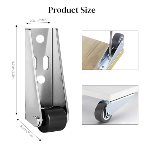 Image of Serplex 8Pcs 2.68 Inch Heavy Duty Rigid Caster Wheels for Wooden Doors, 360 Smooth Mobility, Silent Precision Bearings, Side Mount Design, Anti-Sagging Support, for Home & Commercial Use