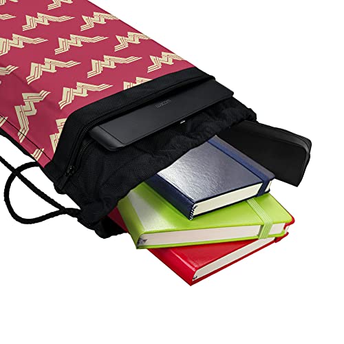 LOGOVISION Wonder Woman Movie Red Logo Pattern Drawstring Backpack Sports Bag Sackpack 17" x 13", Perfect for Gym, Yoga or Practice4