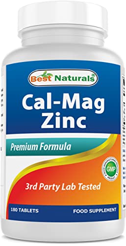 #1 CAL MAG ZINC by Best Naturals - Essential Mineral Complex - Manufactured in a USA Based GMP Certified Facility and Third Party Tested for Purity. Guaranteed!! 180 Tablets