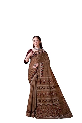 Image of TAMAIRA FASHION Mulmul Pure Cotton Saree For Woman Sambalpuri Printed |Office Wear Daily Wear Sarees For Women Without Blouse Piece (Available in 10 Colours)