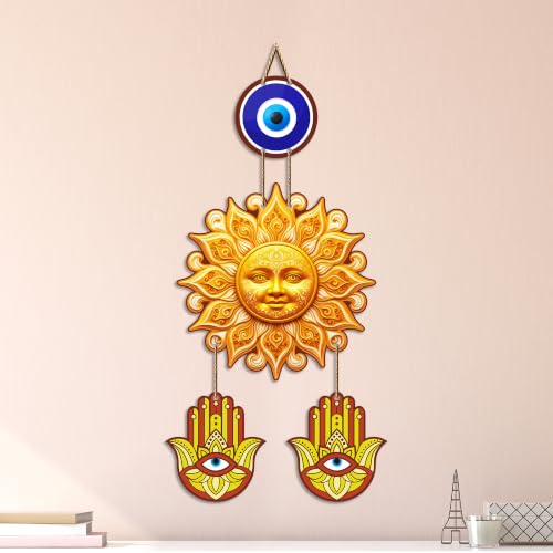 Image of Artvibes Surya Dev Evil Eye Wall Hanging for Home Entrance Door Decor | Nazar Battu Protection Hanging for Living Room Bedroom Office | Vastu Positive Energy Decorative Gift (WH 85126N)
