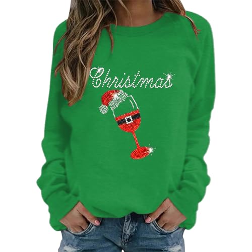 Sweat-shirt de Noël pour femme en polaire verte taille L