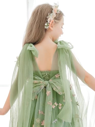 VEYOLOB Flower Girl Dress A-Line Floral Embroidered Tulle Sleeveless Dresses for Wedding Garden Birthday Party3