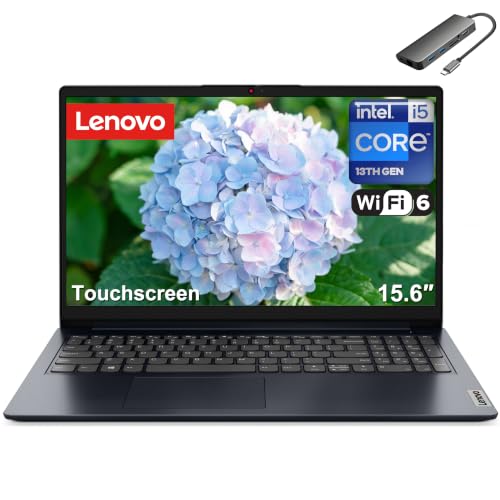 Image of Lenovo IdeaPad Laptop for Business & Students, 15.6 inch FHD Touchscreen, Intel 10-Core i5-1334U, 16GB RAM, 512GB PCIe SSD, WiFi 6, Windows 11 Home, Long Battery Life, with Type-C HUB, Midnight Blue