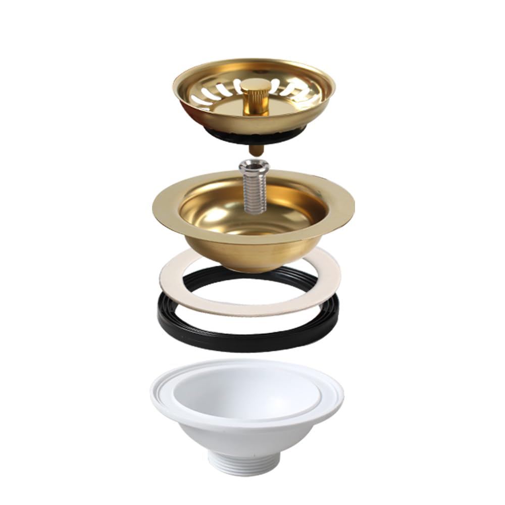 TALEA 114MM Kitchen Sink Basket Strainer (Gold),Gold Sink Waste Kit,xk185c036-U - Image 2