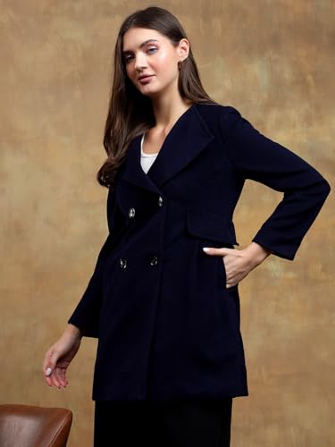 Image of KOTTY Womens Cotton Blend Standard Length Elegant Style Coat - Classic Style with Modern Detailing