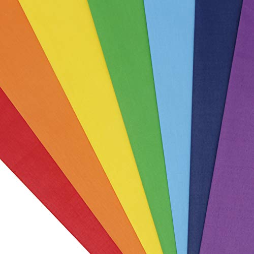 Aufodara A801 7 Pieces 17.7 Inch X 19.5 Inch (45Cm X 50Cm) Solid Colors Cotton Craft Fabric Bundle Precut Rainbow Patchwork thumb #2