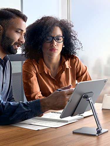 UGREEN Tablet Stand Holder for Desk Adjustable Aluminum Portable Stand Holder Foldable Dock Home Office Desk Accessories Compatible with iPad pro 12.9, iPad Air Mini 6 5 4 3 2, Grey - Image 4