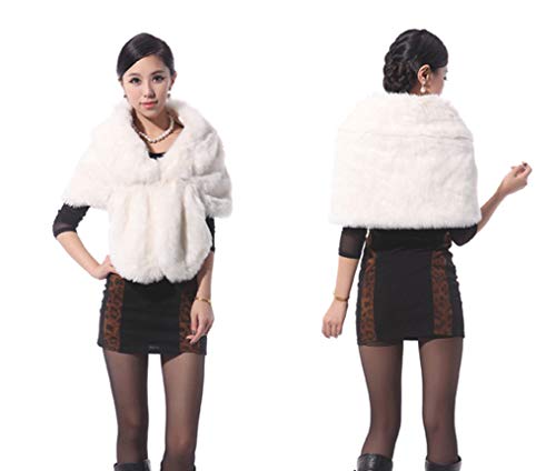 Womens 2019 Bridal Cape Wedding Wrap Scarves Winter Faux Fur Shawl Stole3