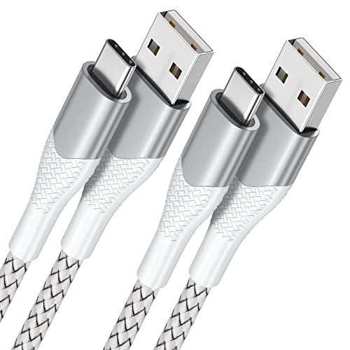 Câble USB C [2M+2M/ Lot de 2] 3A Cable Chargeur Type C Charge Rapide Nylon Tressé pour Samsung Galaxy S22 S21 Ultra S20 FE S10 S9 S8 A13 A50 A51 A53 A20e, Huawei P40/30/20, Sony Xperia, Xiaomi, LG