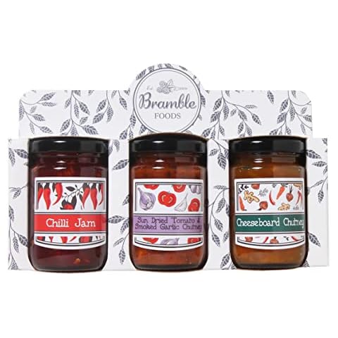 Bramble Foods Cheeseboard Selection Gift Set - Includes Chilli Jam, Sun Dried Tomato & Smoked Garlic Chutney, Cheeseboard Chutney - Lovely Display Box Makes A Great Gift for Friends & Family Cover