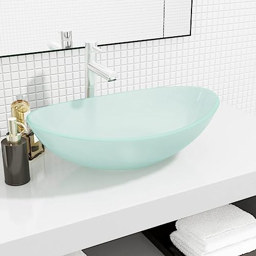 Vetnasa Lavabo de Vidrio Templado Esmerilado 54,5x35x15,5 cm Bricolaje, Fontanería, Piezas para fontanería, Lavabos y fregaderos, Lavabos Crema 6,98 KG
