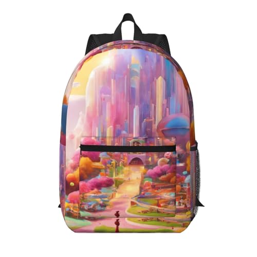 Sac à dos multi-poches tendance Candy Land avec grand volume de 43 cm