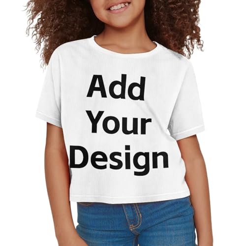 Image of Girls Fashion Crewneck Tee Shirts Casual Short Sleeve Crop Top Summer Outfits 5-14 Years Old