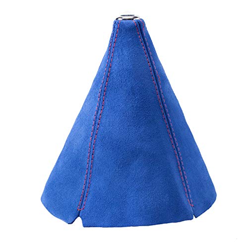 Blue Suede Red Stitch Shift Boot for Manual Automatic Car/Auto Gear Shift Knob Cover MT/Auto at Transmission (Blue)