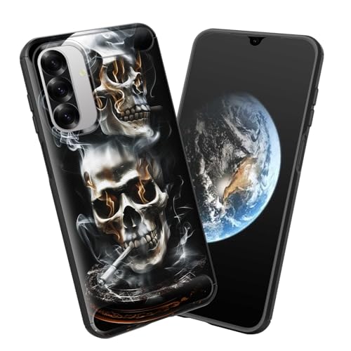 smauncucn for Galaxy A17 5G Case,Soft TPU Slim Fashion Anti-Fingerprint Non-Slip Protective Phone Case Cover for Samsung Galaxy A17 5G 6.7 inch 2025,Smoking Skull